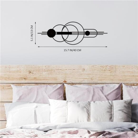 Metal Abstract Wall Art Set Modern Minimalist Geometric Decor for Bedroom - Picture 4 of 7